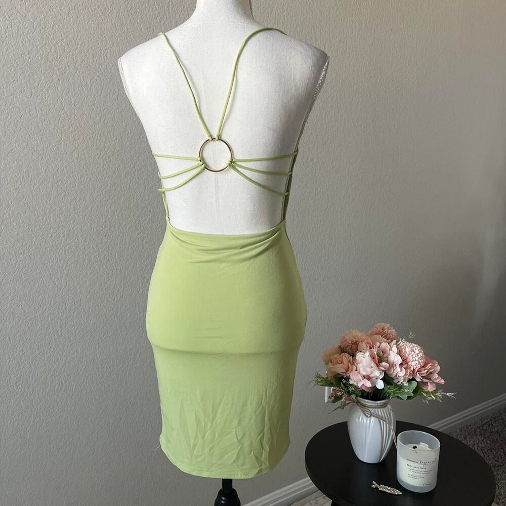 Lime green cowl neck backless